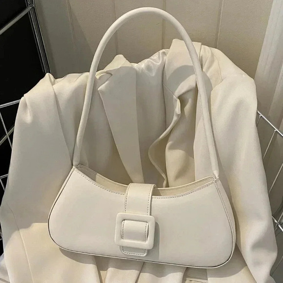 Handbags - White Casual Women's Belt Buckle Handbag Summer Shoulder Bag